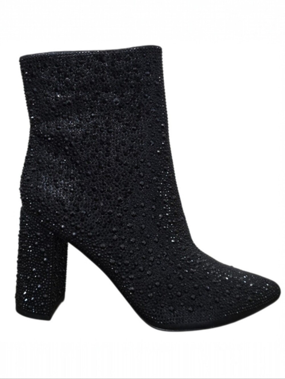 Lauren Lorraine Jam Black Rhinestone Bling Chunky Block Heel Boot Size 11